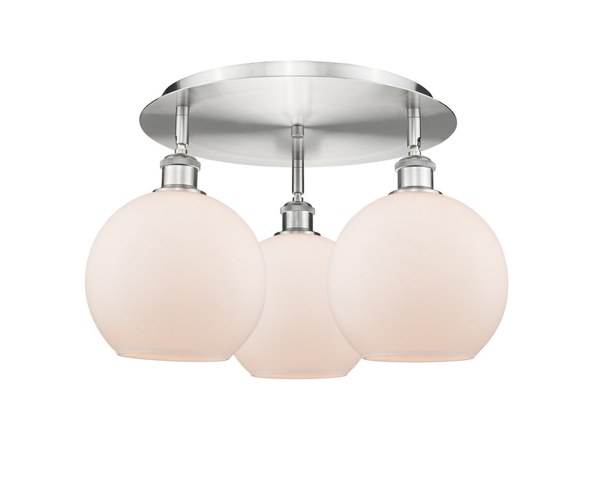 Innovations 516-3C-SN-G121-8 Three Light Flush Mount, Satin Nickel