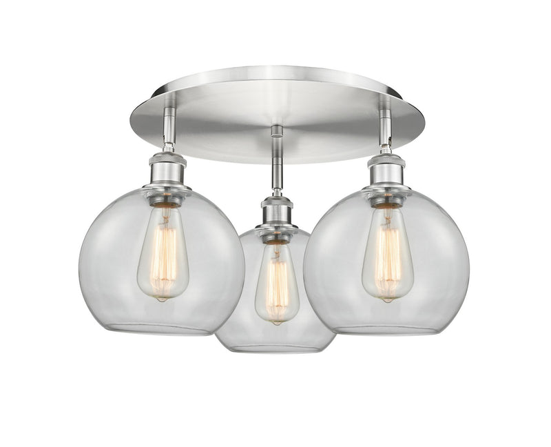 Innovations 516-3C-SN-G122-8 Three Light Flush Mount, Satin Nickel