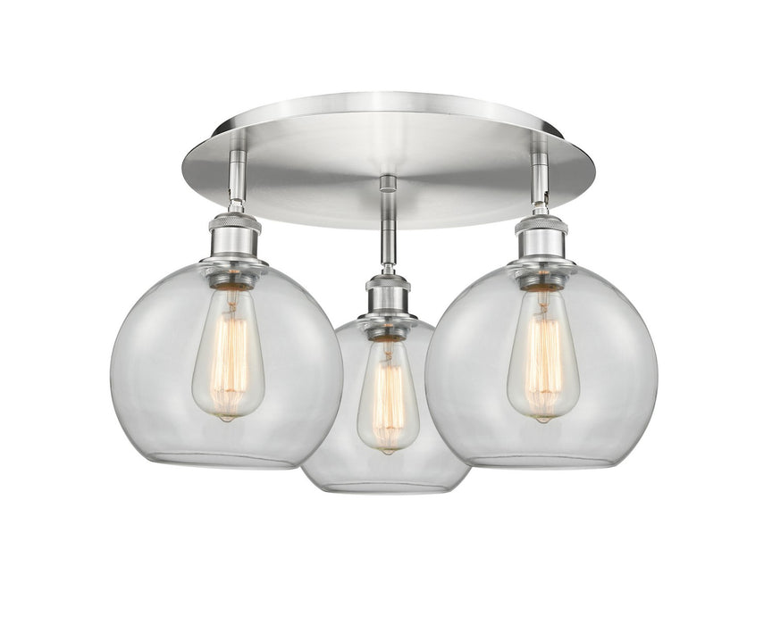 Innovations 516-3C-SN-G122-8 Three Light Flush Mount, Satin Nickel
