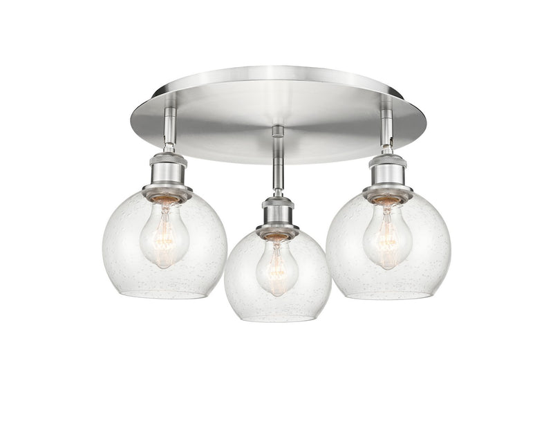 Innovations 516-3C-SN-G124-6 Three Light Flush Mount, Satin Nickel
