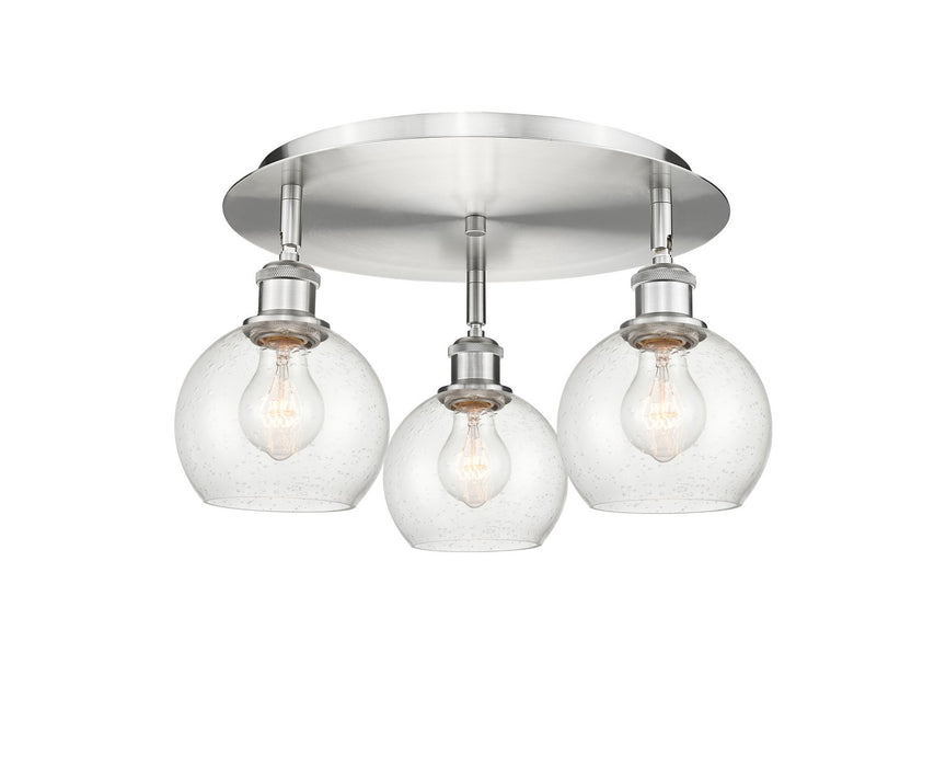 Innovations 516-3C-SN-G124-6 Three Light Flush Mount, Satin Nickel
