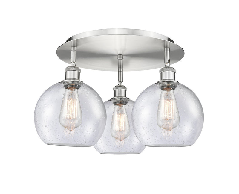 Innovations 516-3C-SN-G124-8 Three Light Flush Mount, Satin Nickel