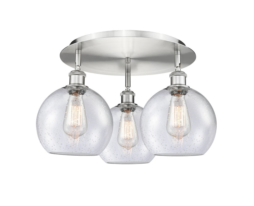 Innovations 516-3C-SN-G124-8 Three Light Flush Mount, Satin Nickel