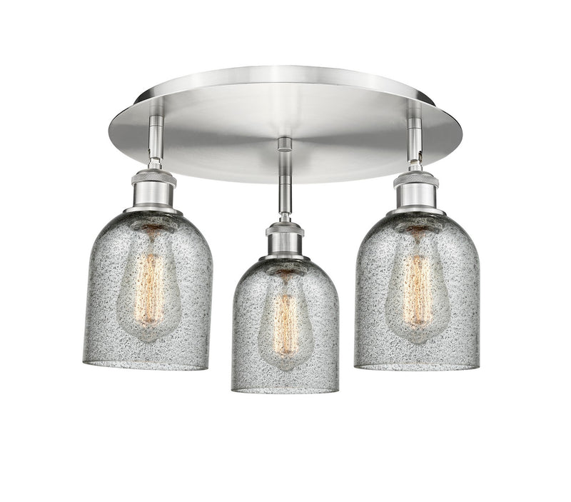 Innovations 516-3C-SN-G257 Three Light Flush Mount, Satin Nickel