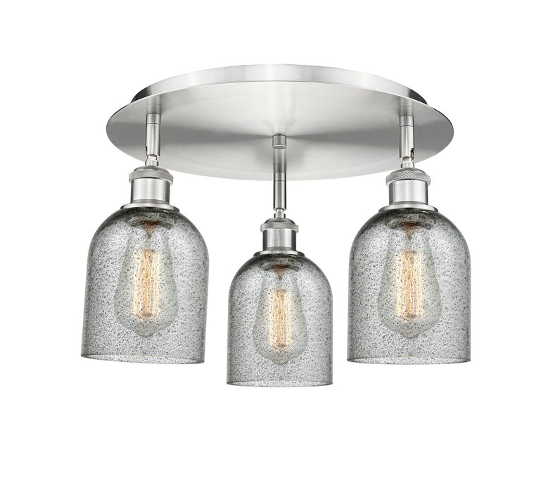 Innovations 516-3C-SN-G257 Three Light Flush Mount, Satin Nickel