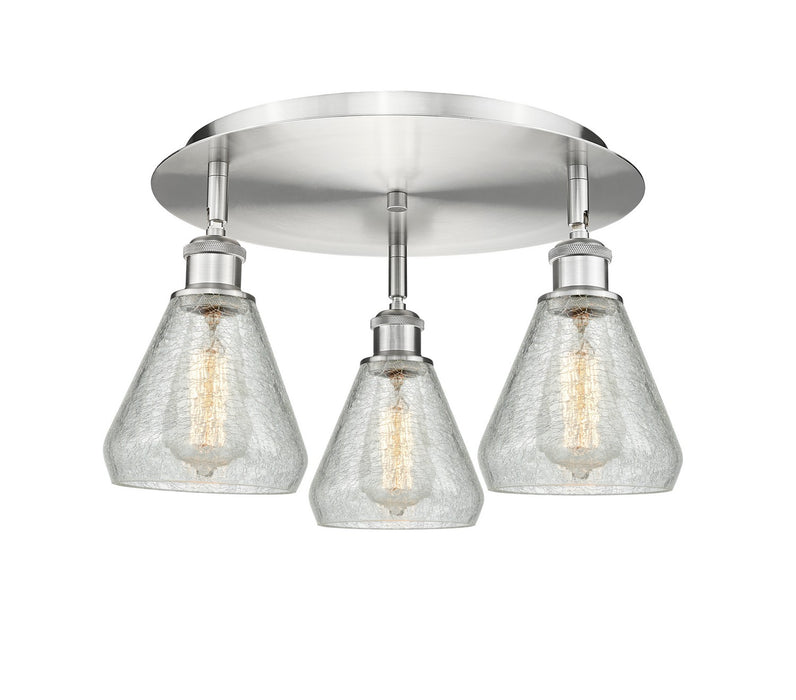 Innovations 516-3C-SN-G275 Three Light Flush Mount, Satin Nickel