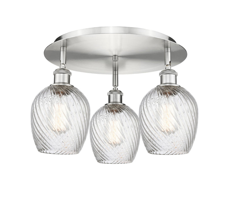 Innovations 516-3C-SN-G292 Three Light Flush Mount, Satin Nickel