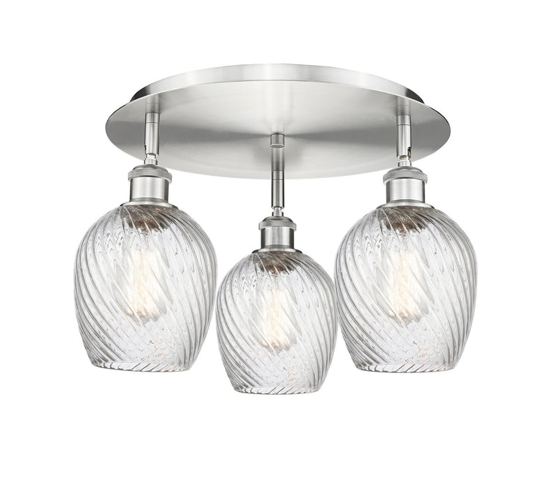 Innovations 516-3C-SN-G292 Three Light Flush Mount, Satin Nickel