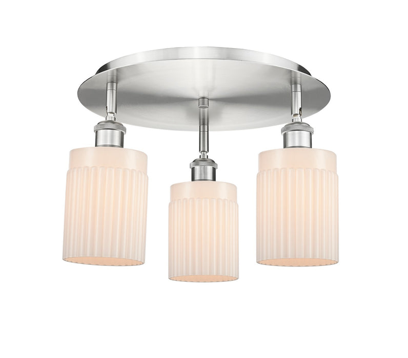 Innovations 516-3C-SN-G341 Three Light Flush Mount, Satin Nickel