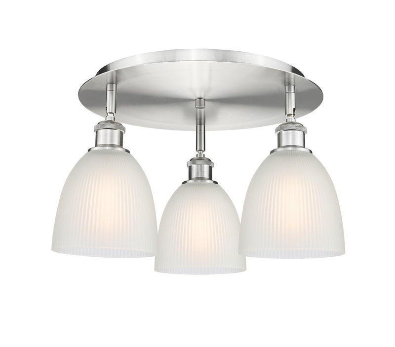 Innovations 516-3C-SN-G381 Three Light Flush Mount, Satin Nickel