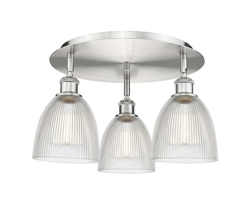 Innovations 516-3C-SN-G382 Three Light Flush Mount, Satin Nickel