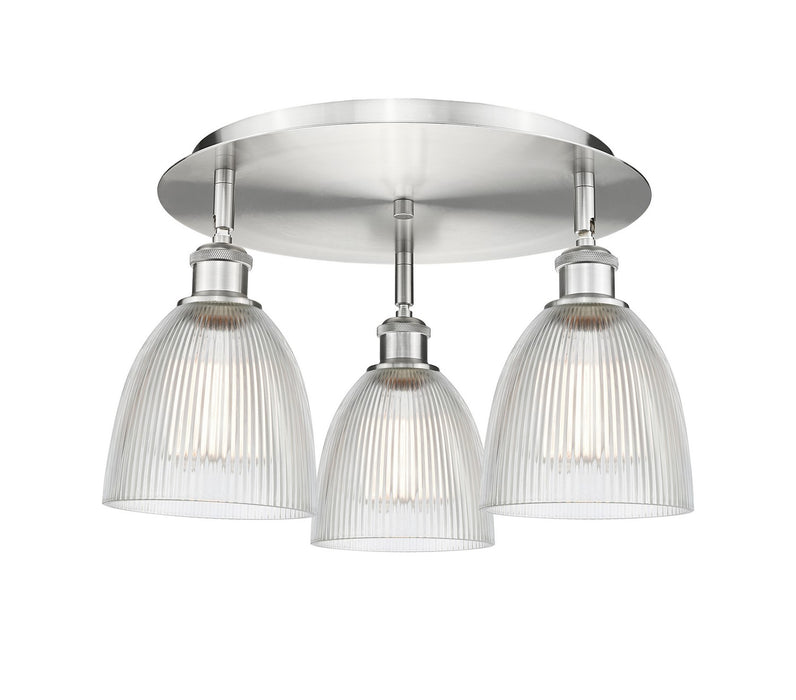 Innovations 516-3C-SN-G382 Three Light Flush Mount, Satin Nickel
