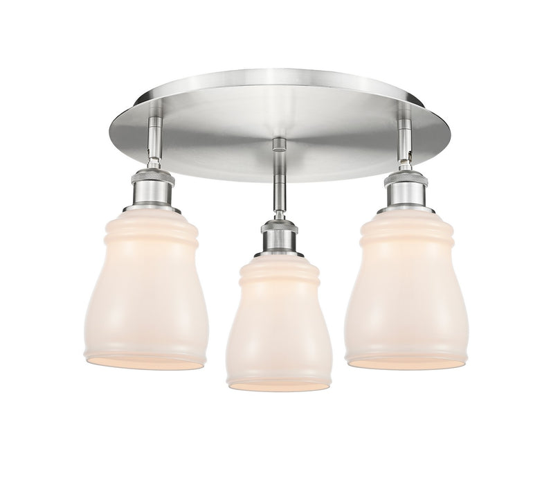 Innovations 516-3C-SN-G391 Three Light Flush Mount, Satin Nickel