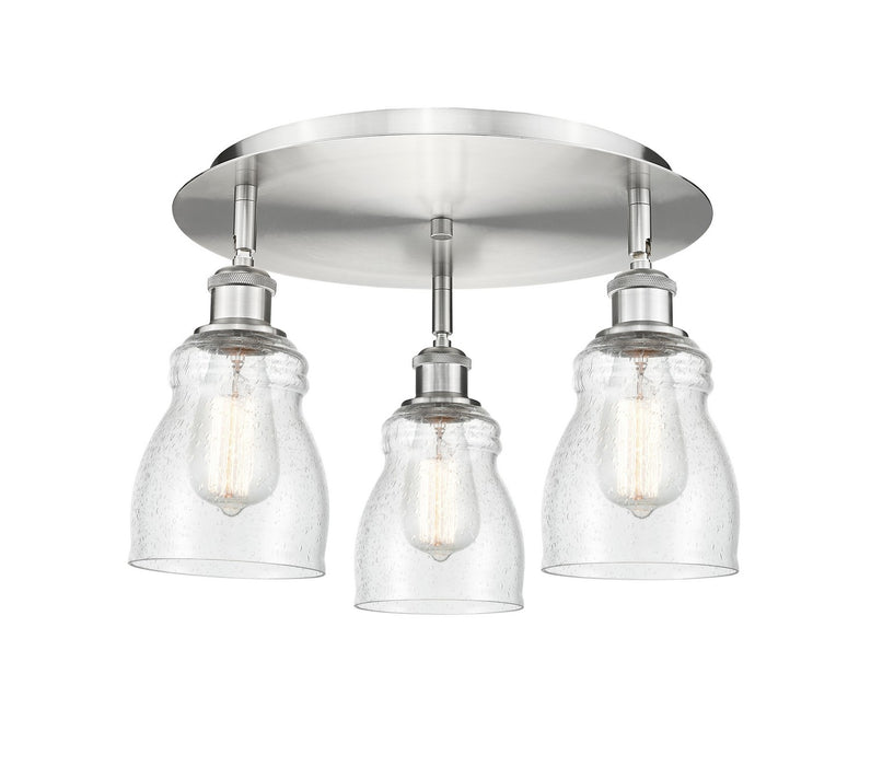 Innovations 516-3C-SN-G394 Three Light Flush Mount, Satin Nickel