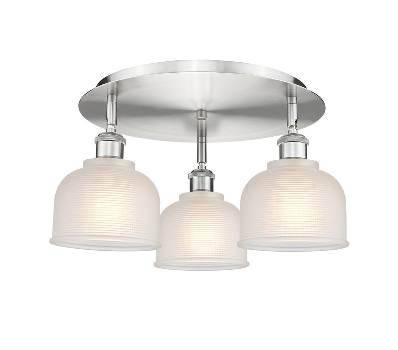 Innovations 516-3C-SN-G411 Three Light Flush Mount, Satin Nickel