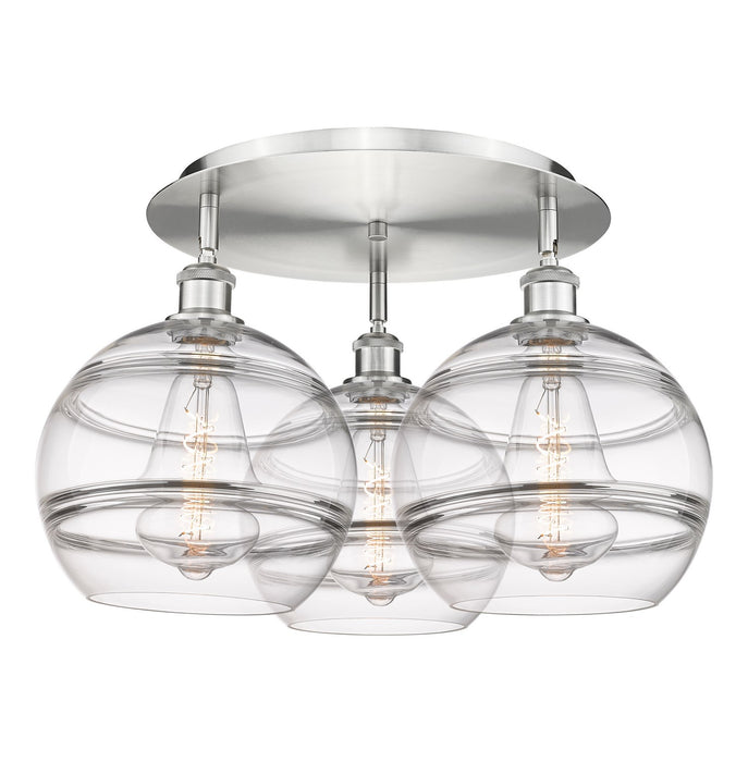 Innovations 516-3C-SN-G556-10CL Three Light Flush Mount, Satin Nickel