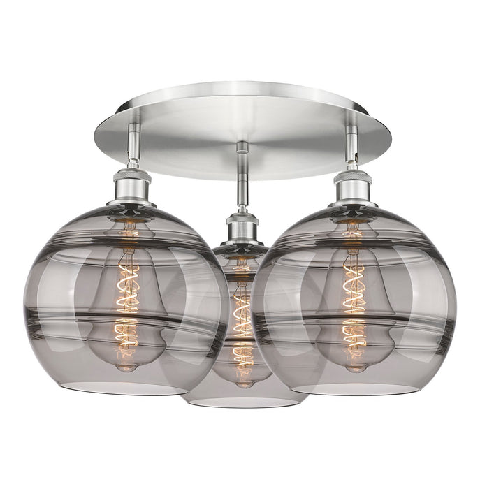 Innovations 516-3C-SN-G556-10SM Three Light Flush Mount, Satin Nickel
