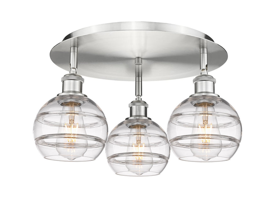 Innovations 516-3C-SN-G556-6CL Three Light Flush Mount, Satin Nickel