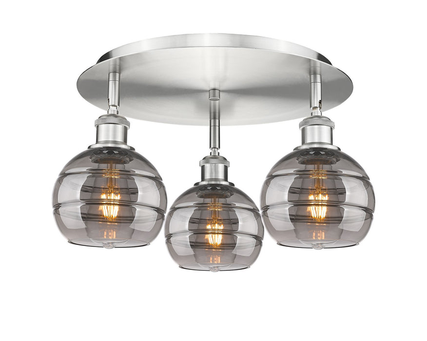 Innovations 516-3C-SN-G556-6SM Three Light Flush Mount, Satin Nickel