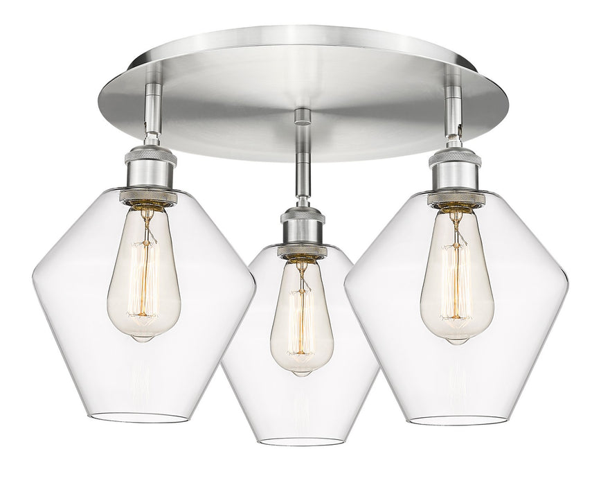 Innovations 516-3C-SN-G652-8 Three Light Flush Mount, Satin Nickel
