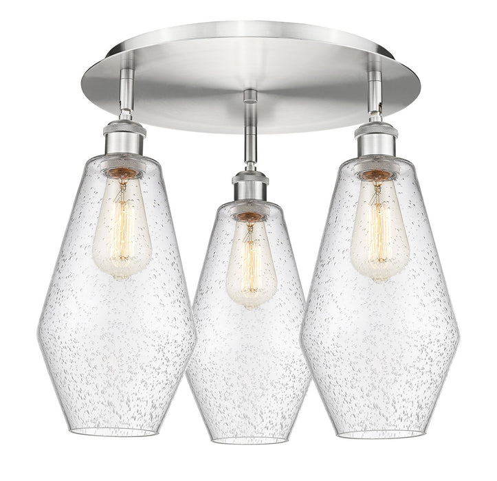 Innovations 516-3C-SN-G654-7 Three Light Flush Mount, Satin Nickel
