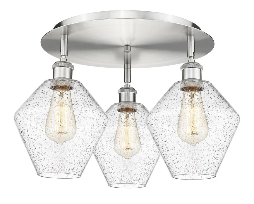Innovations 516-3C-SN-G654-8 Three Light Flush Mount, Satin Nickel
