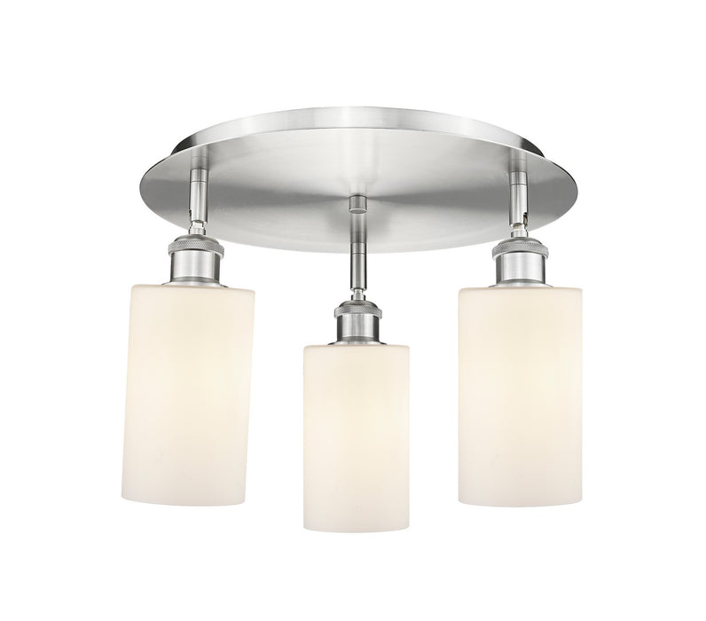 Innovations 516-3C-SN-G801 Three Light Flush Mount, Satin Nickel