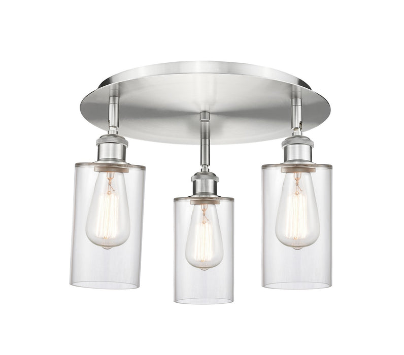 Innovations 516-3C-SN-G802 Three Light Flush Mount, Satin Nickel