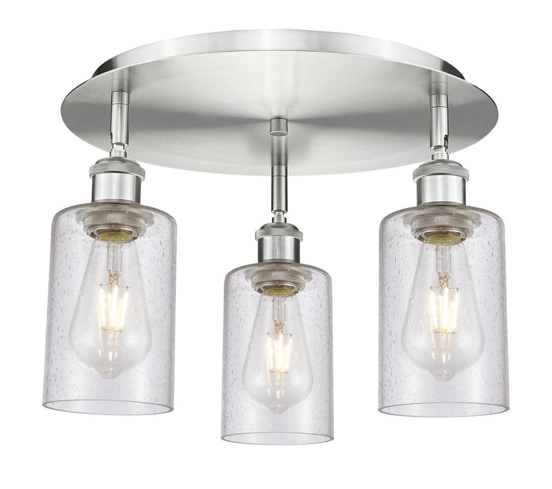 Innovations 516-3C-SN-G804 Three Light Flush Mount, Satin Nickel