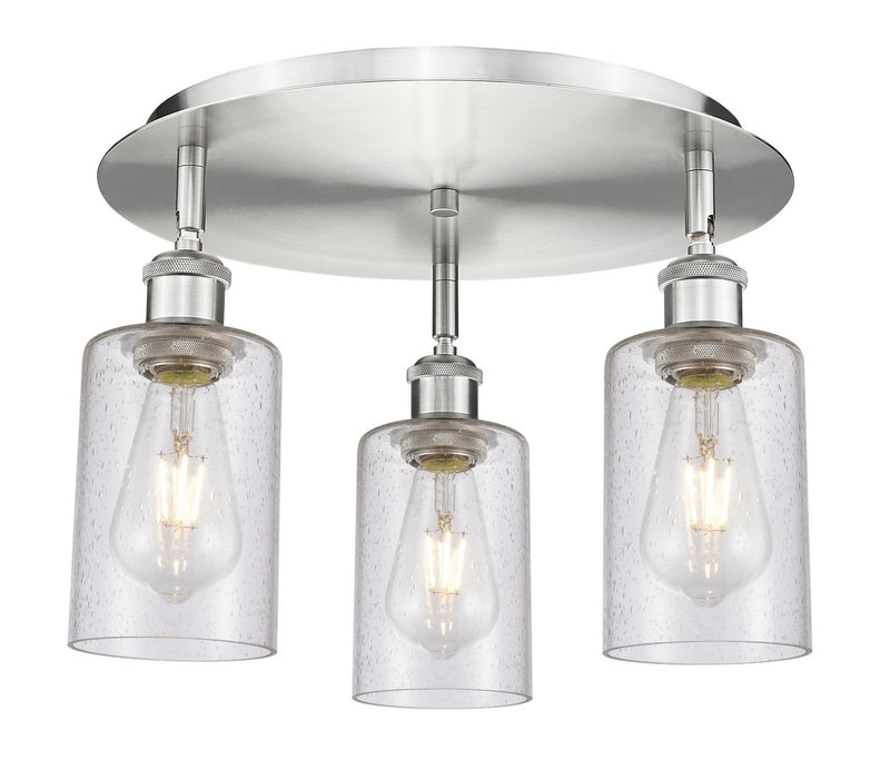 Innovations 516-3C-SN-G804 Three Light Flush Mount, Satin Nickel