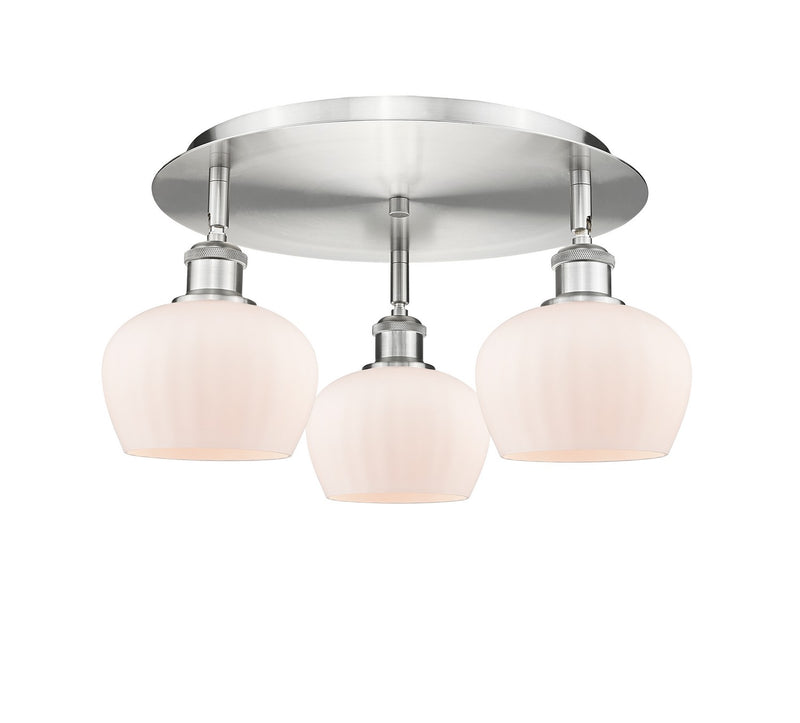 Innovations 516-3C-SN-G91 Three Light Flush Mount, Satin Nickel