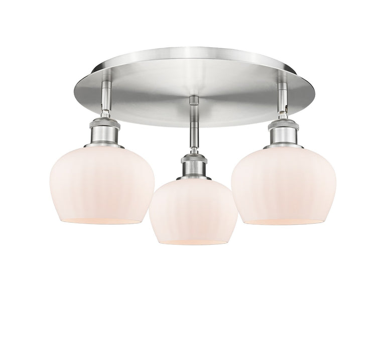 Innovations 516-3C-SN-G91 Three Light Flush Mount, Satin Nickel