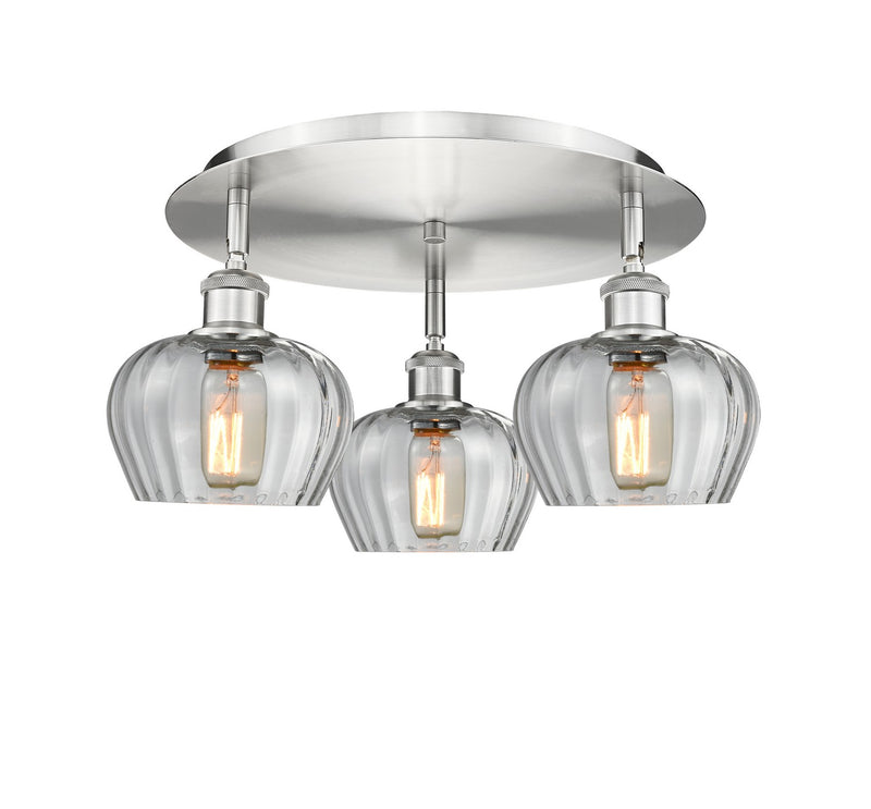 Innovations 516-3C-SN-G92 Three Light Flush Mount, Satin Nickel