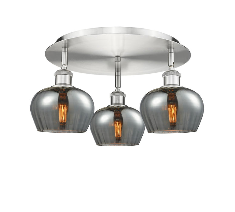 Innovations 516-3C-SN-G93 Three Light Flush Mount, Satin Nickel