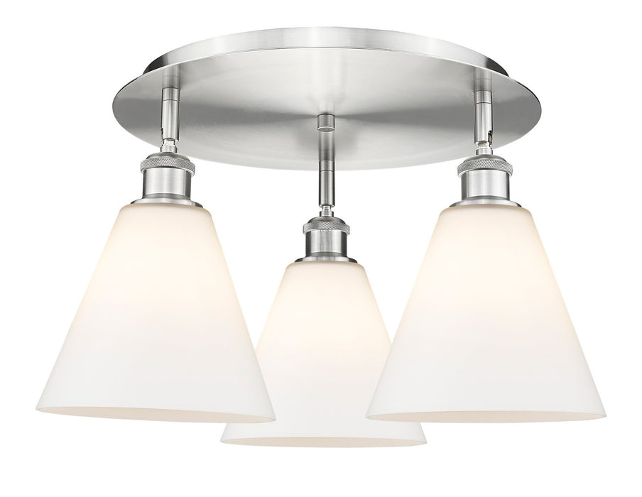 Innovations 516-3C-SN-GBC-81 Three Light Flush Mount, Satin Nickel