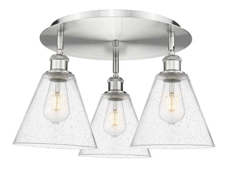Innovations 516-3C-SN-GBC-84 Three Light Flush Mount, Satin Nickel