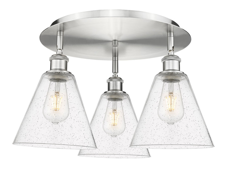 Innovations 516-3C-SN-GBC-84 Three Light Flush Mount, Satin Nickel