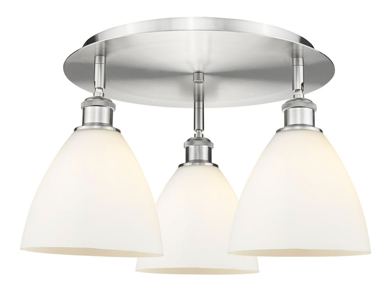 Innovations 516-3C-SN-GBD-751 Three Light Flush Mount, Satin Nickel