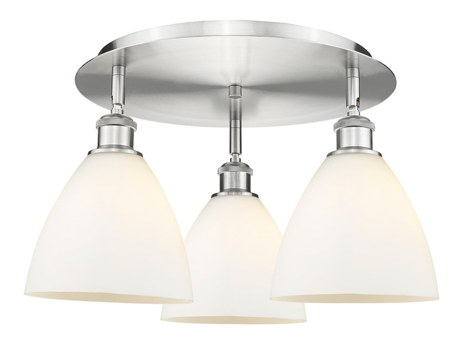 Innovations 516-3C-SN-GBD-751 Three Light Flush Mount, Satin Nickel