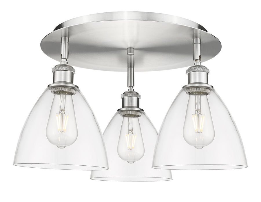 Innovations 516-3C-SN-GBD-752 Three Light Flush Mount, Satin Nickel