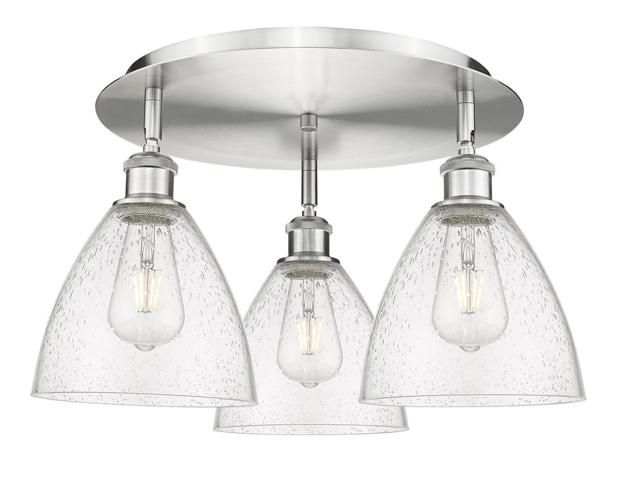 Innovations 516-3C-SN-GBD-754 Three Light Flush Mount, Satin Nickel