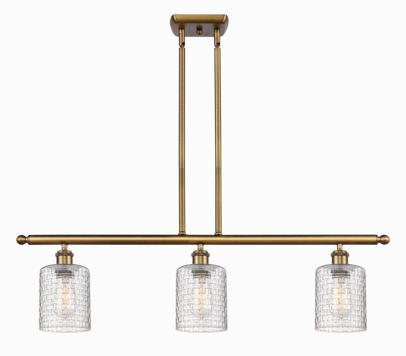 Innovations 516-3I-BB-G112C-5CL Three Light Island Pendant, Brushed Brass