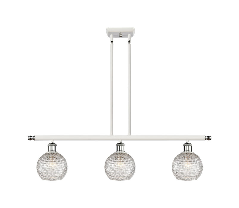 Innovations 516-3I-WPC-G122C-6CL Three Light Island Pendant, White Polished Chrome