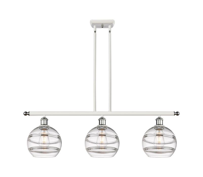 Innovations 516-3I-WPC-G556-8CL Three Light Island Pendant, White Polished Chrome