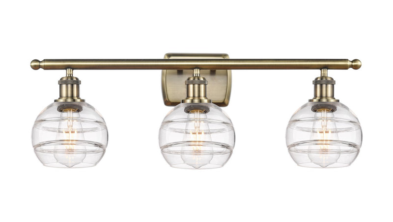 Innovations 516-3W-AB-G556-6CL Three Light Bath Vanity, Antique Brass