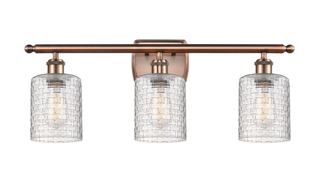 Innovations 516-3W-AC-G112C-5CL Three Light Bath Vanity, Antique Copper