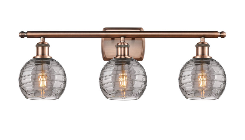 Innovations 516-3W-AC-G1213-6SM Three Light Bath Vanity, Antique Copper