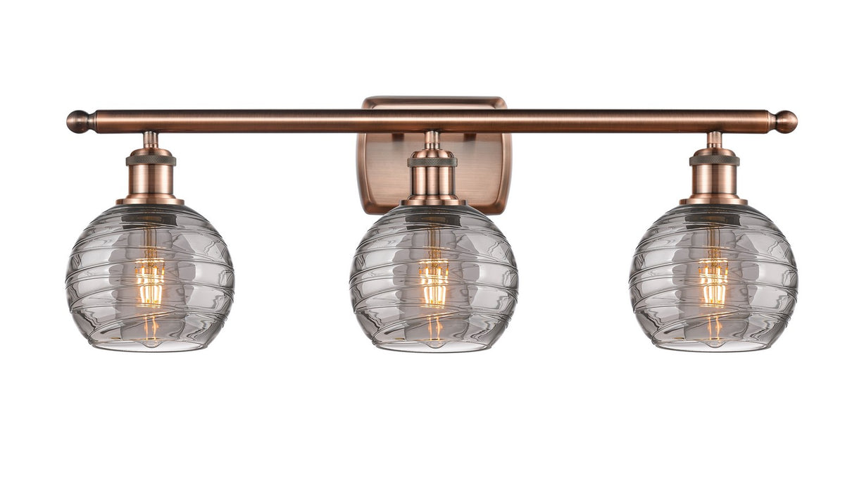 Innovations 516-3W-AC-G1213-6SM Three Light Bath Vanity, Antique Copper