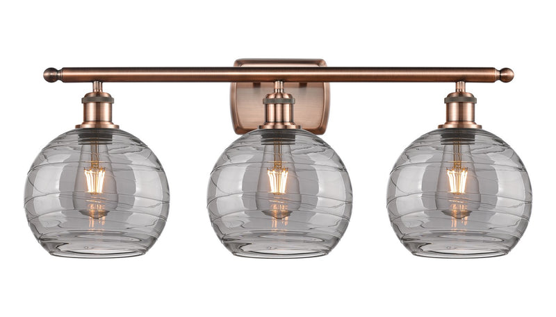 Innovations 516-3W-AC-G1213-8SM Three Light Bath Vanity, Antique Copper
