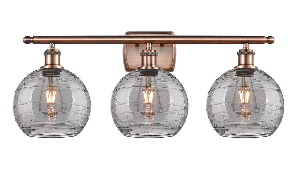 Innovations 516-3W-AC-G1213-8SM Three Light Bath Vanity, Antique Copper